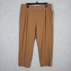 GAP Pleated Wide Leg Crop Pants XL Tan Brown Minimal Quiet Luxury Neutral Career